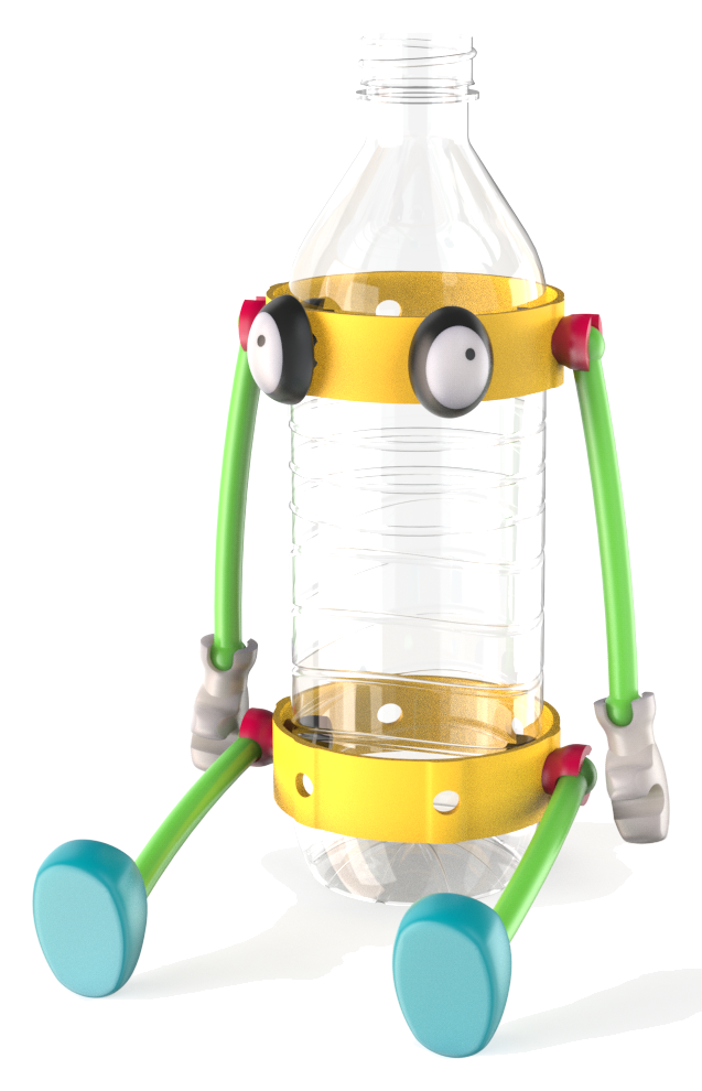 The finished bottle robot standing on its feet